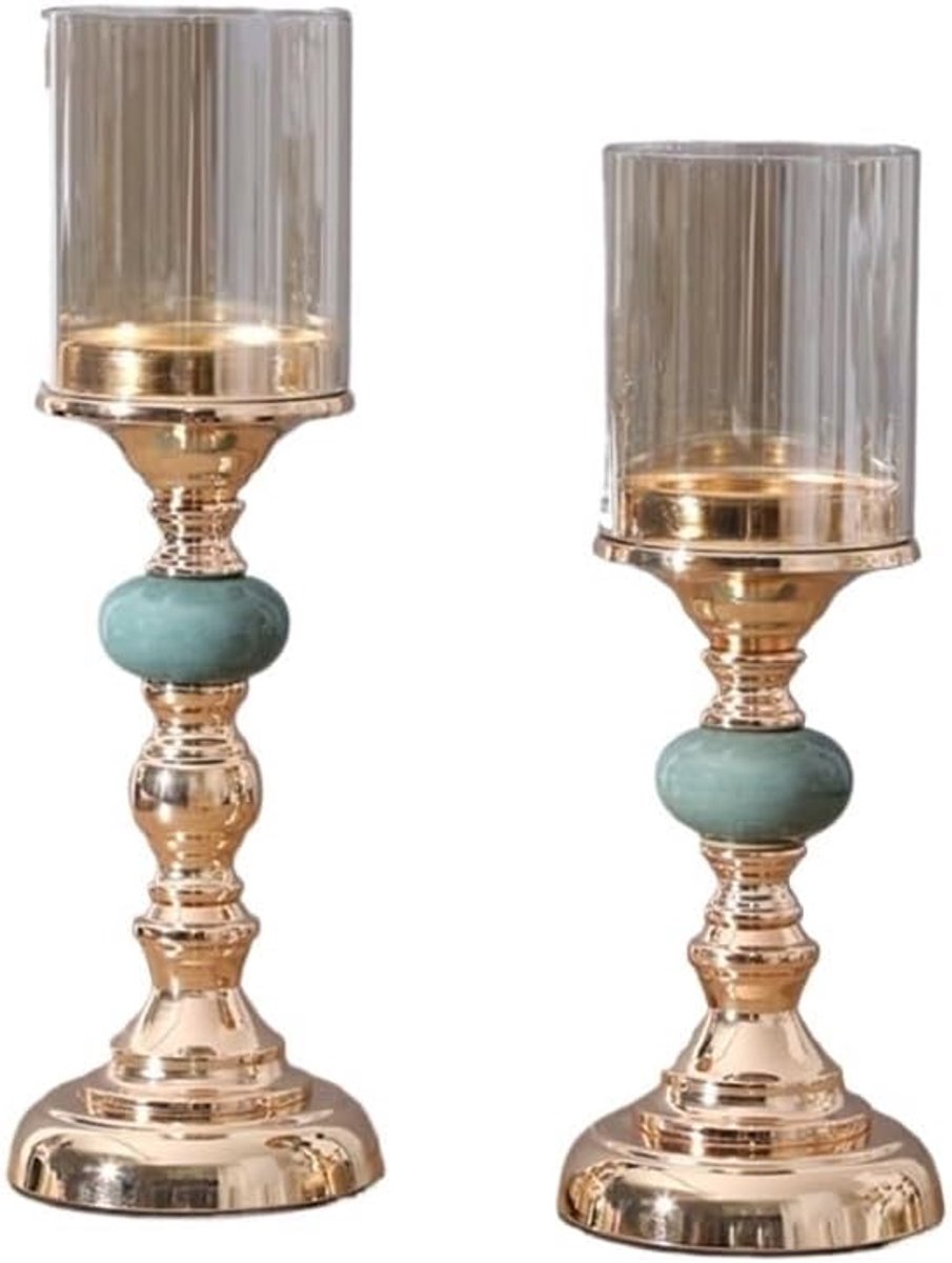 Kaarshouder Set - Kandelaar Ornament - Romantische Sfeer Creëren - Brede Stevige Basis - 10x10x10 mm - One Color