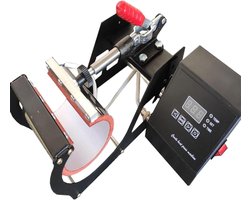 Mokken Persmachine - Hittepers Mokken - Bedrukken Mokken - Digitale Tijd & Temperatuur - 11oz - Zwart