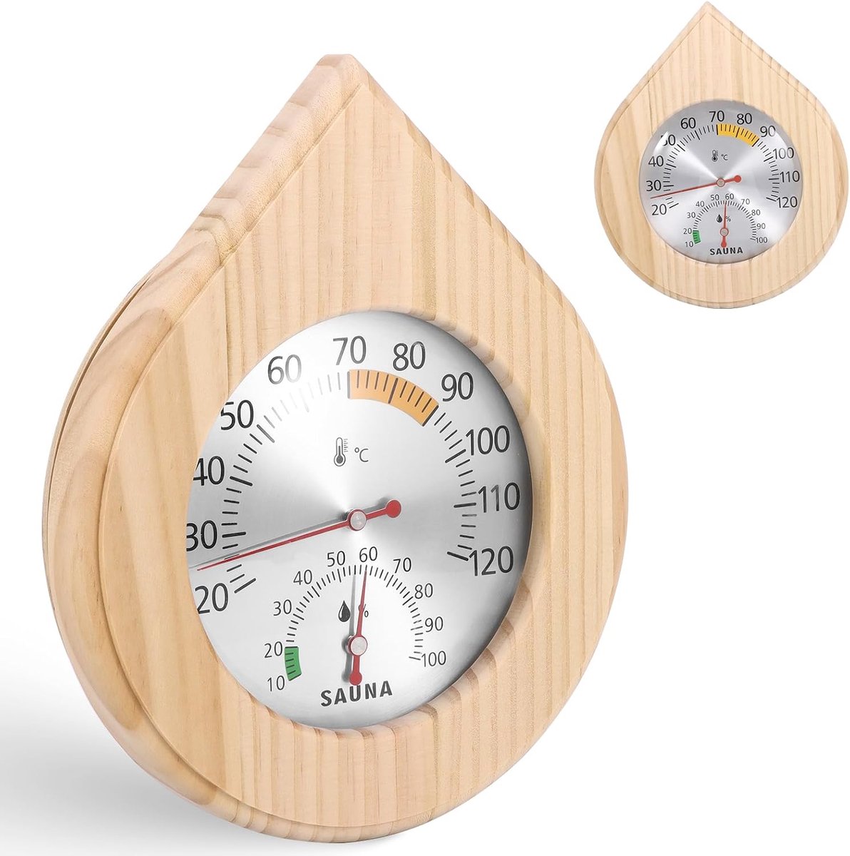 Thijox - Houten Hygrometer 2 in 1 Sauna Thermometer | Hoge Nauwkeurigheid, Mechanisch, Voor Sauna's, Kuuroorden en Stoomruimtes