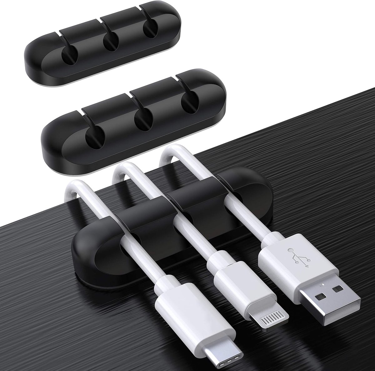 Thijox - Kabelhouderclips 3-pack - Zelfklevende Snoerorganizer voor Desktop, USB Oplaadkabel, Nachtkastje, Stroomkabel, Muiskabel - Draadbeheer voor P