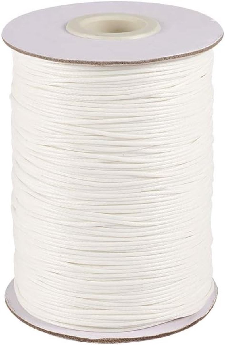 1 rol 1 mm gewaxt polyester koord wit voor macramé, armbanden en kumihimo vlechten - 169,51-174,98 yards/rol, ideaal voor sieraden maken en ambachtelijke projecten
