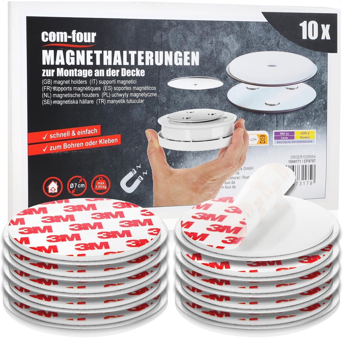 Thijox - 10x Magnetische Houder voor Rookmelders - Sterke Zelfklevende Pads - Veiligheidsmelders Bevestigen met Lijm of Boren - Zilverkleurig - Ideaal