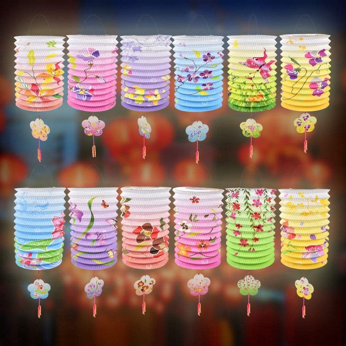 Thijox - 12 Stuks Kleurrijke Chinese Papieren Lantaarns - Hangende Decoratie voor Feesten, Verjaardagen en Chinees Nieuwjaar - Makkelijk te Bevestigen