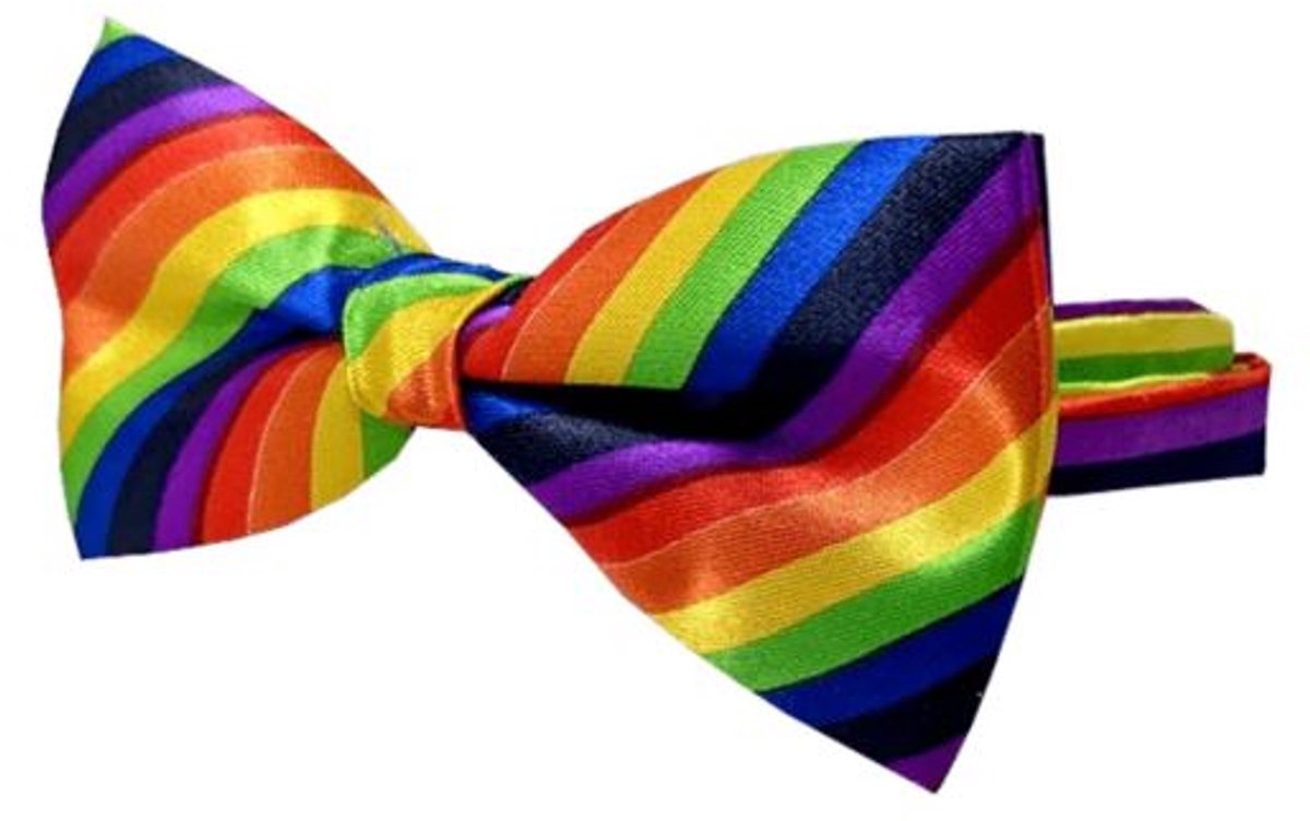 Vlinderdas - Strik - Smoking strik - Satijn - Vlinderstrik - Regenboog - Pride - Voorgestrikt - Das - Smoking strikje - Bow tie - Glanzend - Nette kleding - Rainbow - Jonyx