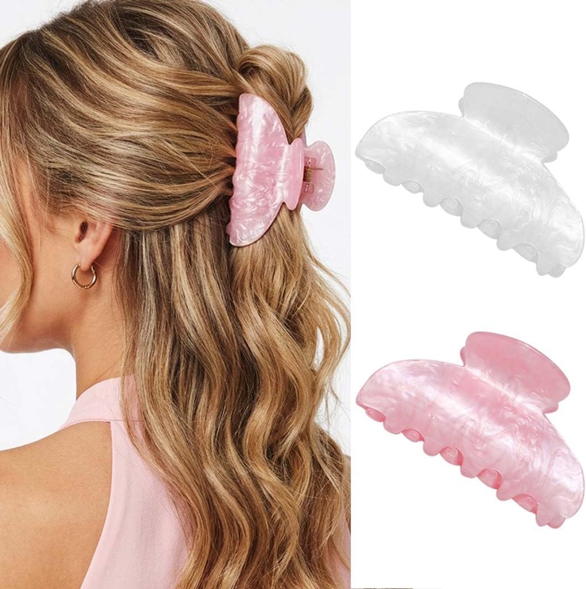 Haarclips medium - roze acryl - schattig ontwerp - perfect voor elke dag - ShopVlot