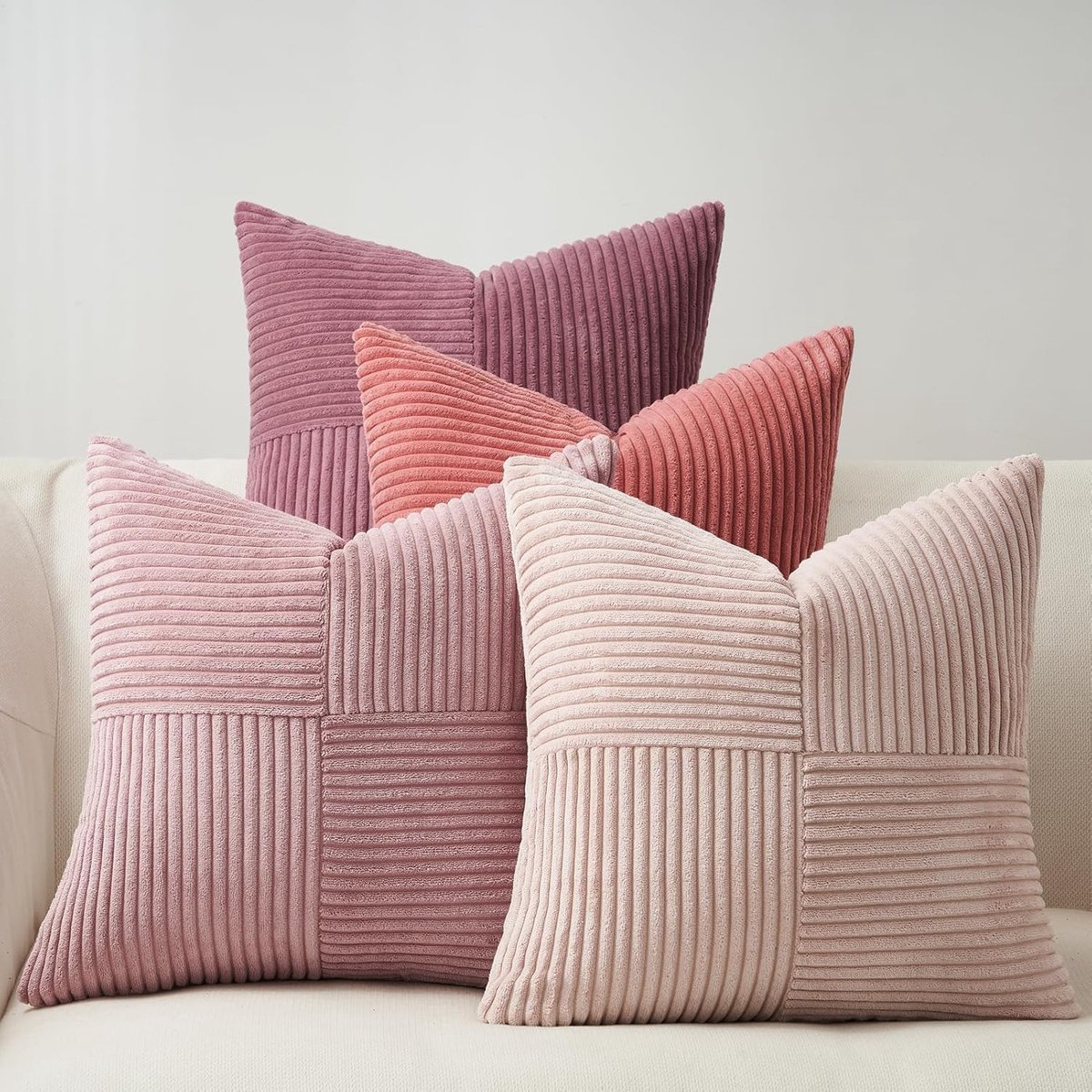 Thijox - Kussenslopen 60x60 cm Roze - 4 Stuks Molenmotief - Decoratieve Fluwelen Kussenslopen voor Bank, Bed, Tuin, Woonkamer, Slaapkamer, Kinderkamer