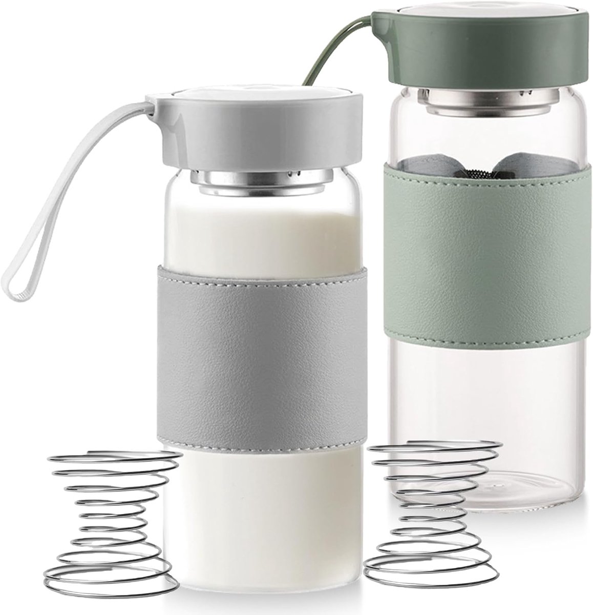 Thijox - 2-delige set Premium glazen eiwitshaker 500 ml - BPA-vrij, duurzame smaakneutrale glazen fles, lekvrij voor eiwit- en sportdranken