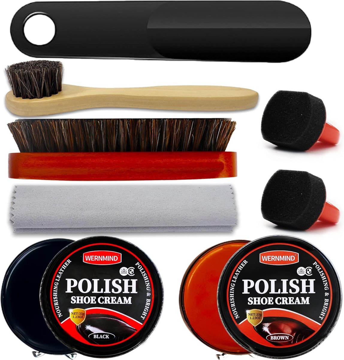 Thijox - Zwarte Schoensmeer Set voor Leren Laarzen - Poets Set met Schoensmeer, Leerreiniger, en Poetsdoek - Ideaal voor Onderhoud, Bescherming en Gla