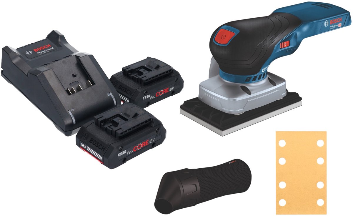 Bosch GSS 18V-13 Professional accu-excentrische schuurmachine 18 V 100 x 110 mm + 2x ProCORE-accu 4,0 Ah + oplader