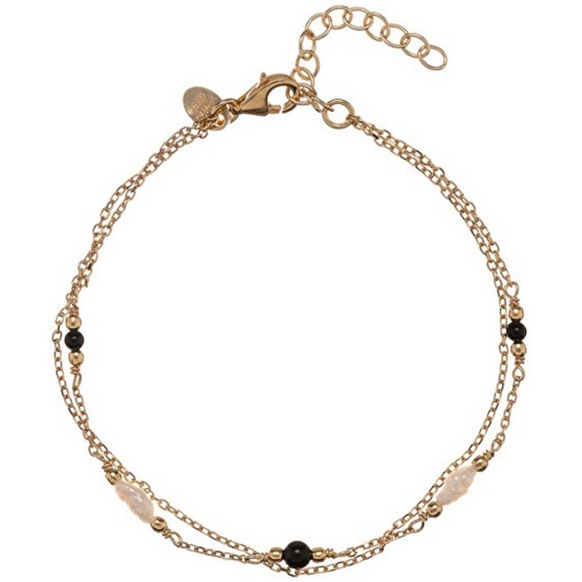 ALISIA AL5254.01.000 DUBBELE GOLD-PLATED ARMBAND MET PARELS EN AGAAT 1 STUK