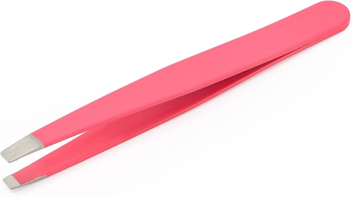 Professionele Pincet voor Wenkbrauwen - Roestvrijstalen Pincet met Verzonken Punt - Ideaal voor het Verwijderen van Gezichtshaar, Ingegroeide Haren en Splinters - Ergonomisch en Antislip Ontwerp - Roze