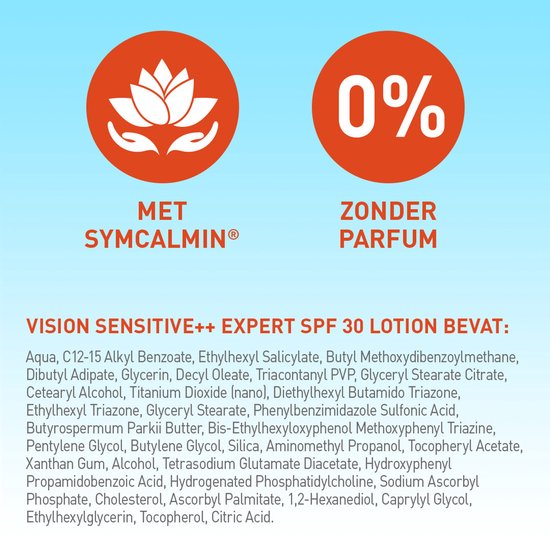 Vision Sensitive++ Expert SPF 30 lotion met Symcalmin. Zonder parfum, dermatologisch getest.