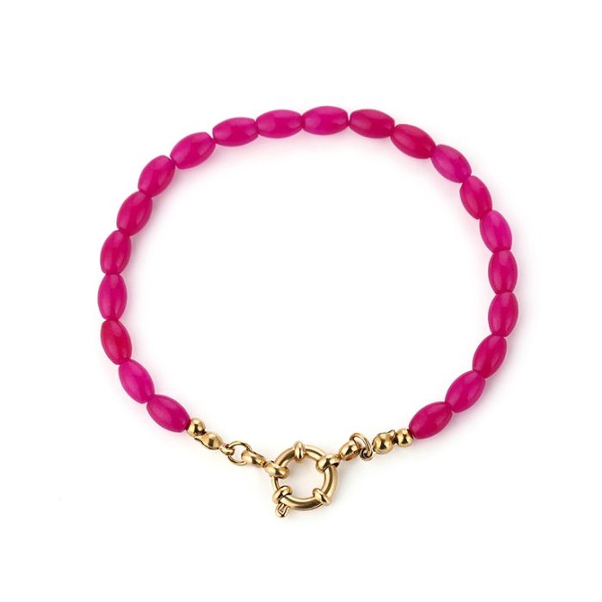 Bijoutheek Armband (Sieraad) Kralen Ovaal Fijn Fuchsia