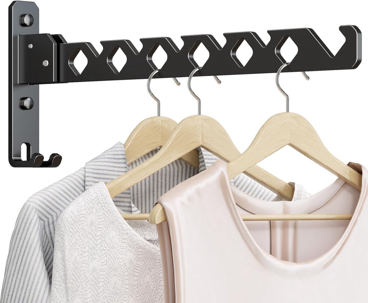 Vouwbare Wand Kledinghanger Rek - Meerhaken Metalen Kleding Organizer - Zware Opvouwbare Kleding Ophangbar voor Slaapkamer Hal Wasruimte Kast Kleding Opslag