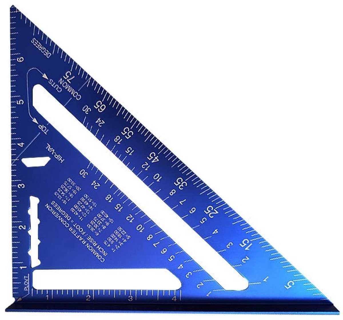 Winkelhaak - Timmerman Meet Driehoek - 180 mm Timmermanshoek - Aluminium liniaal – Meetgereedschap - Metrische hoekliniaal – Snelheidsliniaal - Voor timmerman, dakdekker , ingenieur - Blauw - LOUZIR