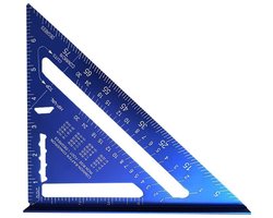 Winkelhaak - Timmerman Meet Driehoek - 180 mm Timmermanshoek - Aluminium liniaal – Meetgereedschap - Metrische hoekliniaal – Snelheidsliniaal - Voor timmerman, dakdekker , ingenieur - Blauw - LOUZIR