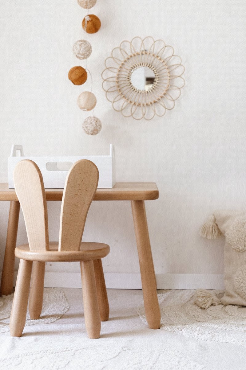 Tafel en stoel - konijn - naturel