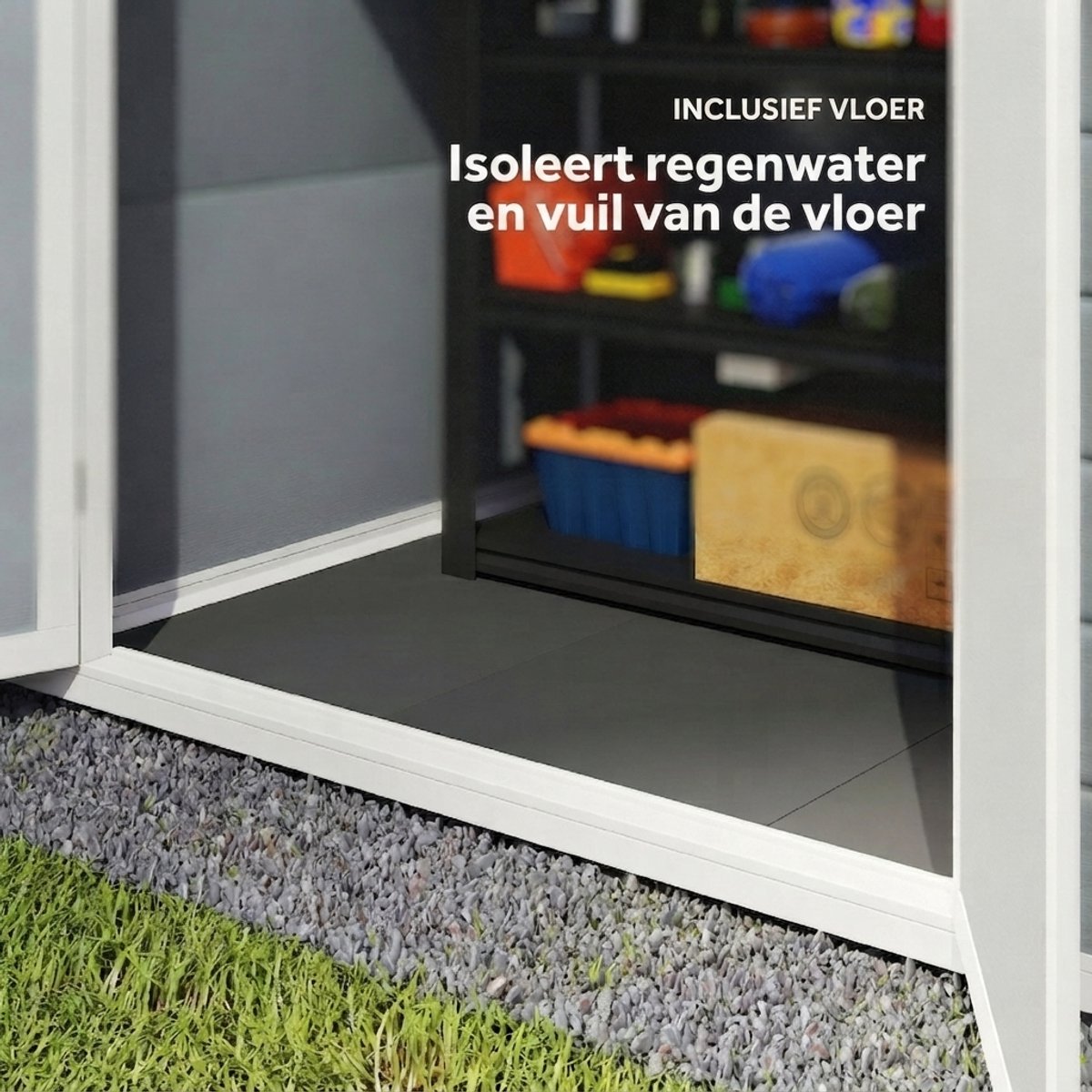 TRUVIX Fietsenstalling Tuinhuis 1.80x1.30x2.10 cm - Grijs - LED-Verlichting, Afsluitbaar, Ventilatie, Dubbele Deur, Dakconstructie - Metaal