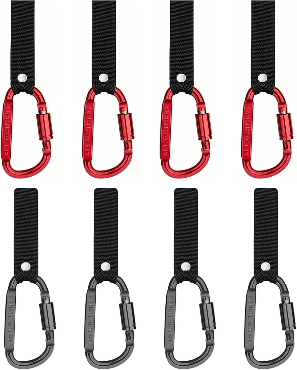 8 D-vormige karabijnhaken met schroefsluiting voor veilig gebruik bij werk, camping en outdoor activiteiten