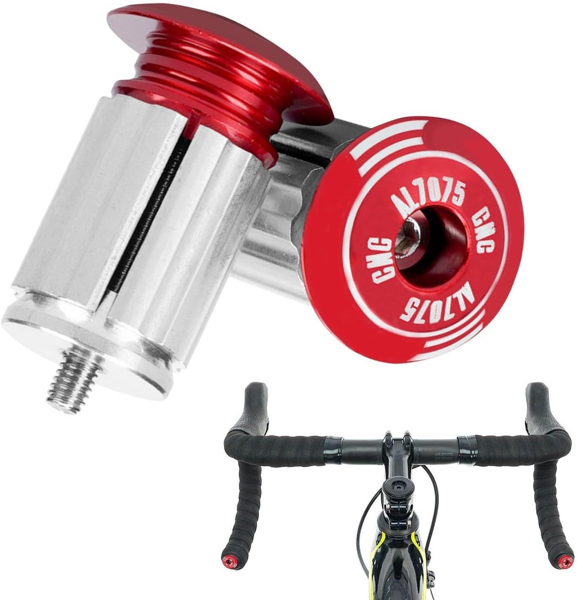 Stuurgrepen uiteinde - Stuurpluggen Grip Plug Cover - Fietsen Bescherming - Aluminiumlegering Materiaal - 2.3x3.2 cm - Rood