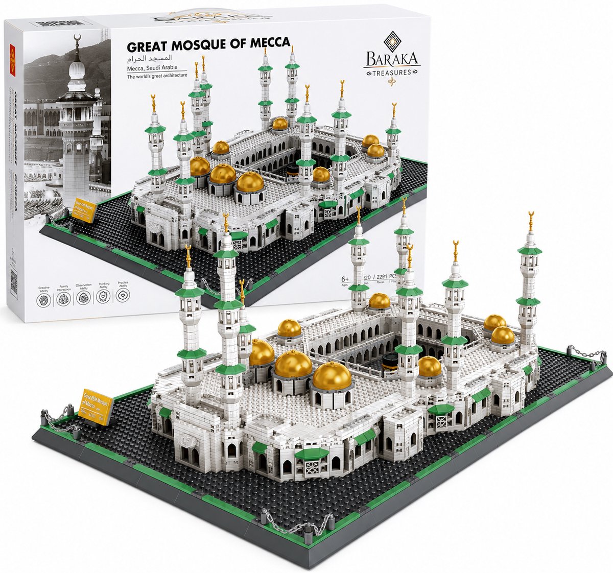 Baraka Treasures Islamitische Bouwset - Bouwstenen Set - Bouwspeelgoed - Bouwblokken - Islamitisch Cadeau - Eid Cadeau - 2291 Bouwstenen - Moskee Al-Haram