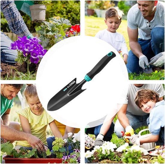 Hand Troffel Tuingereedschap - Tuinhandgereedschap Set - Planten Verpotten - Ergonomische Handgreep - 35.5 cm - Blauw van Merkloos	 — afbeelding 5