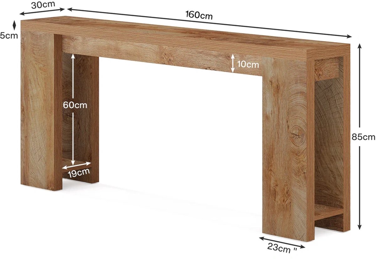 STILVORA Consoletafel - Extra Lang En Smal Design - Voor Hal En Achter Bank - Hout - 160x30 Cm - Bruin Bruin En Wit