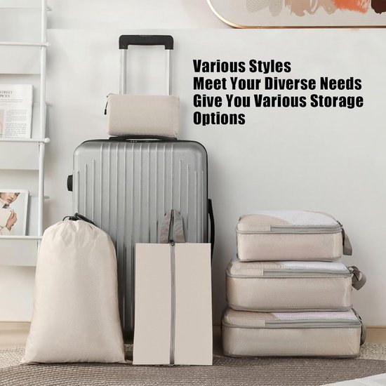 Reis Organizer Set - Bagage Systeem - Efficiënt Inpakken - Compressie Opslag - 6 Delig - Multicolor — afbeelding 2