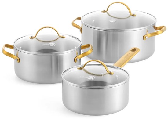 Greenpan Padova Reserve 3-ply Stainless Steel Kookpannenset 6-delig