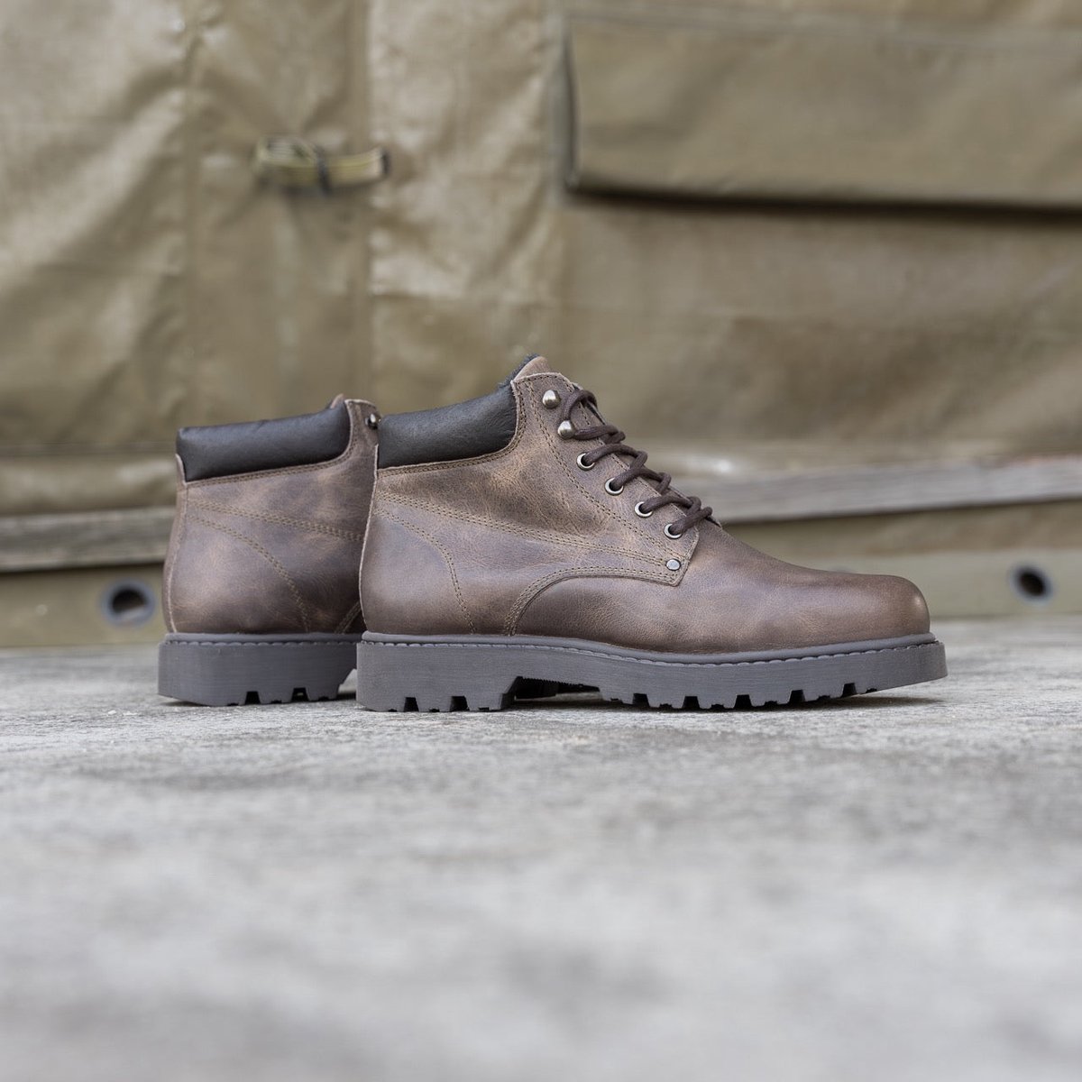 Nordland mach veterboots heren dark waxed leer Taupe