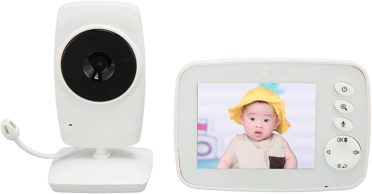 Slimme Babyfoon - Videomonitor Baby - Baby Bewaken - Kleur Nachtzicht - 32 Inch Scherm - Wit