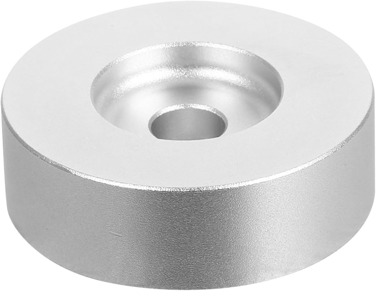 Vinyl Plaat Adapter - Platenspeler Stabilisator - Muziekweergave Verbeteren - Trillingsdempend Ontwerp - 3.70 x 3.70 x 1.20 cm - Zilver