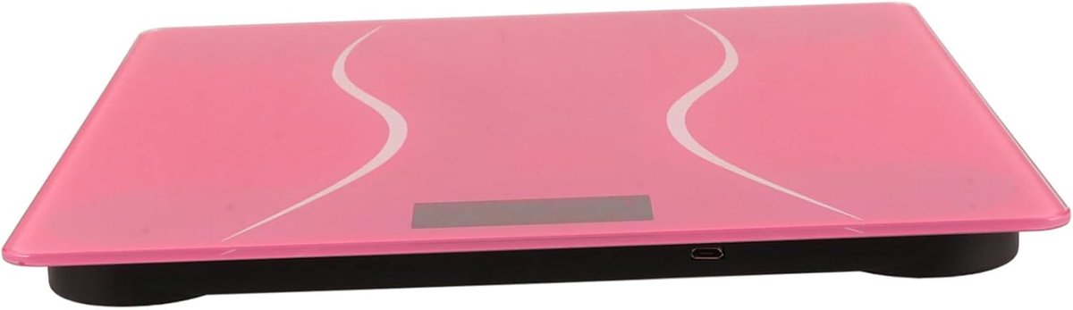 Digitale Personenweegschaal - Lichaamsweegschaal Badkamerweegschaal - Gezondheid Monitoren - USB Oplaadbaar - 26 x 25 x 2 cm - Roze