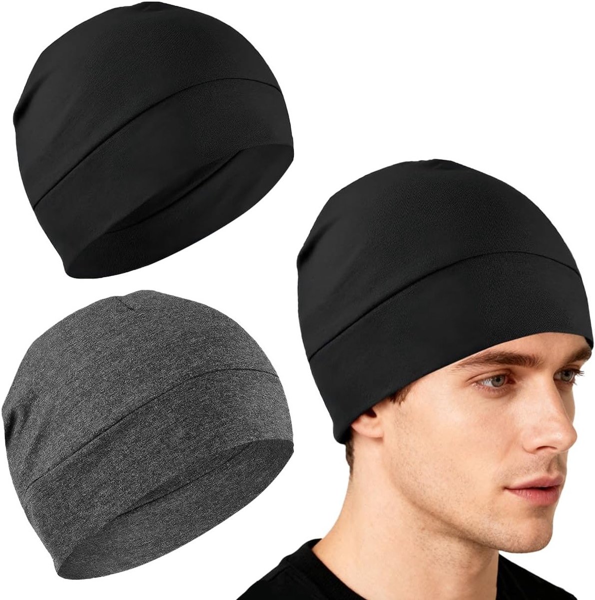 Winterse Fietshoedjes voor Licht Slapen, Ademend en Dun, Ideaal voor Hardlopen en Hiken, Unisex Sportcaps, Comfortabele Helmliners