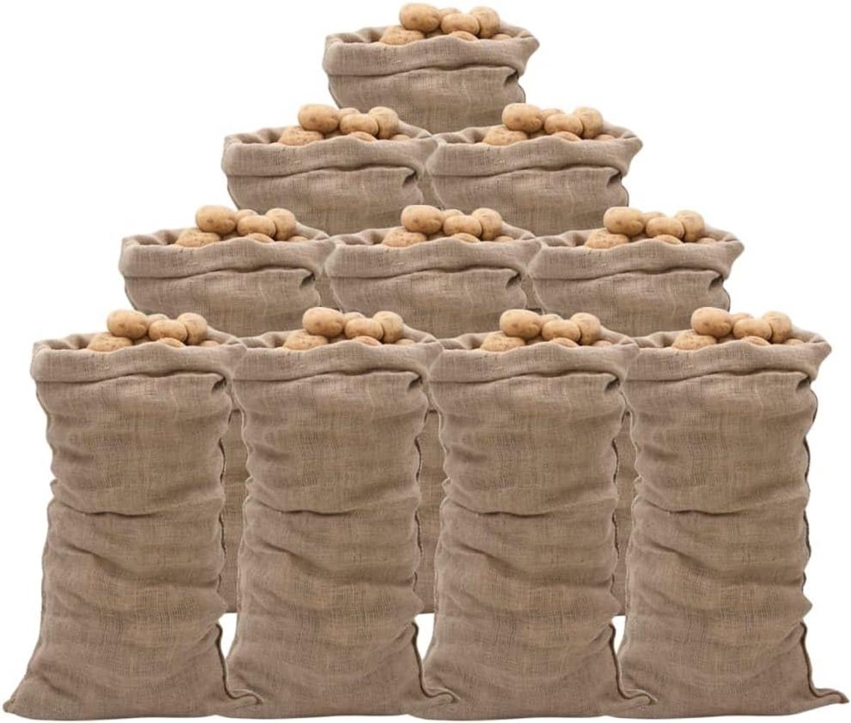 Jute Zakken - Opbergzakken Transportzakken - Tuinafval Opbergen - 100% Natuurlijk Jute - 65x135 cm - Bruin