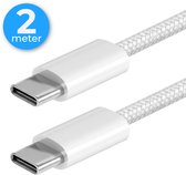 Nuvance USB C naar USB C Kabel - USB C Lader - 2 Meter - Snellader USB C - Gevlochten Nylon - 60W - 480 Mbps - Wit