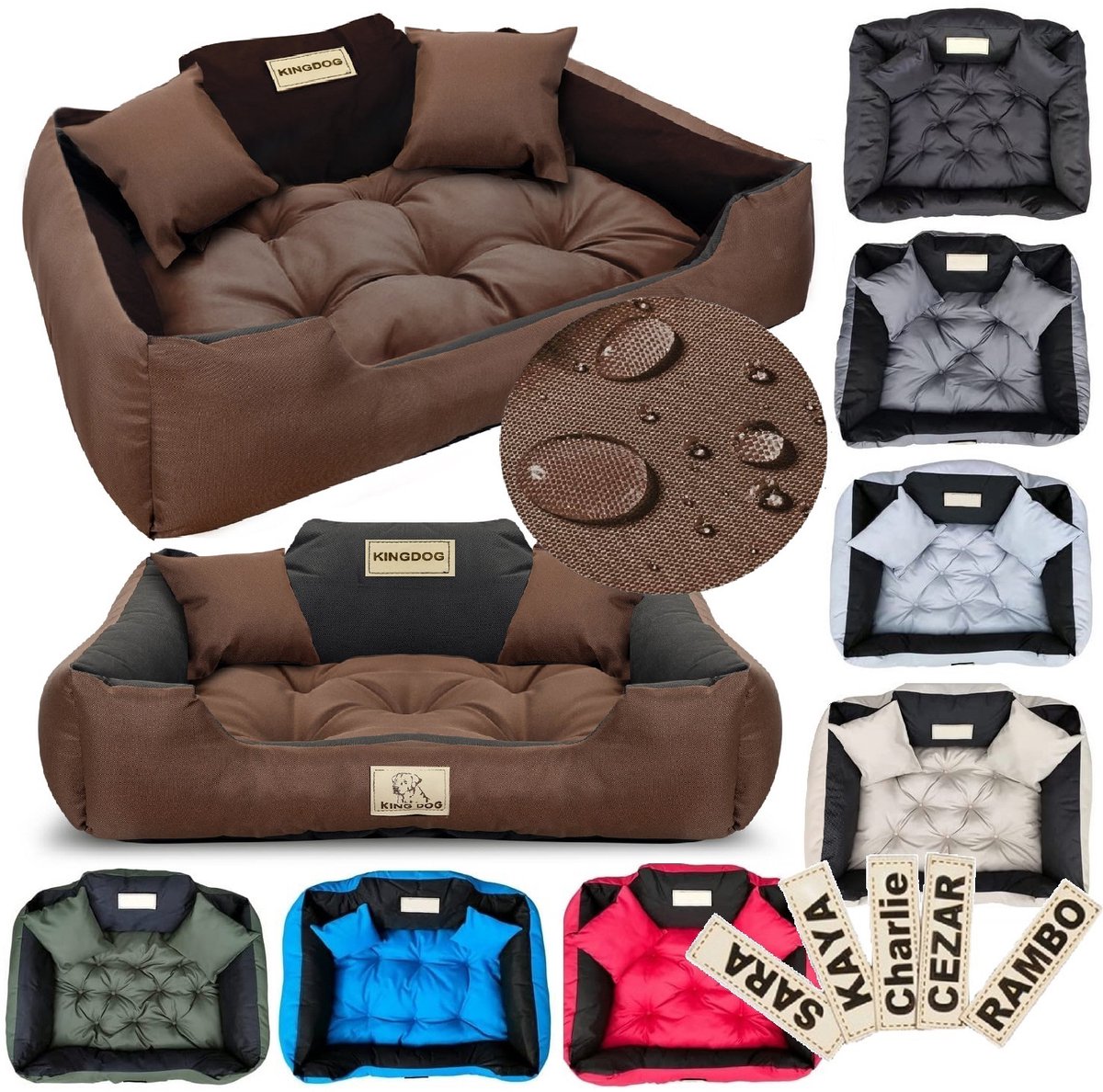 AIO Factory KINGDOG Serie - Hondenbed - 115x95 cm - Personaliseerbaar - Waterdicht - Bruin