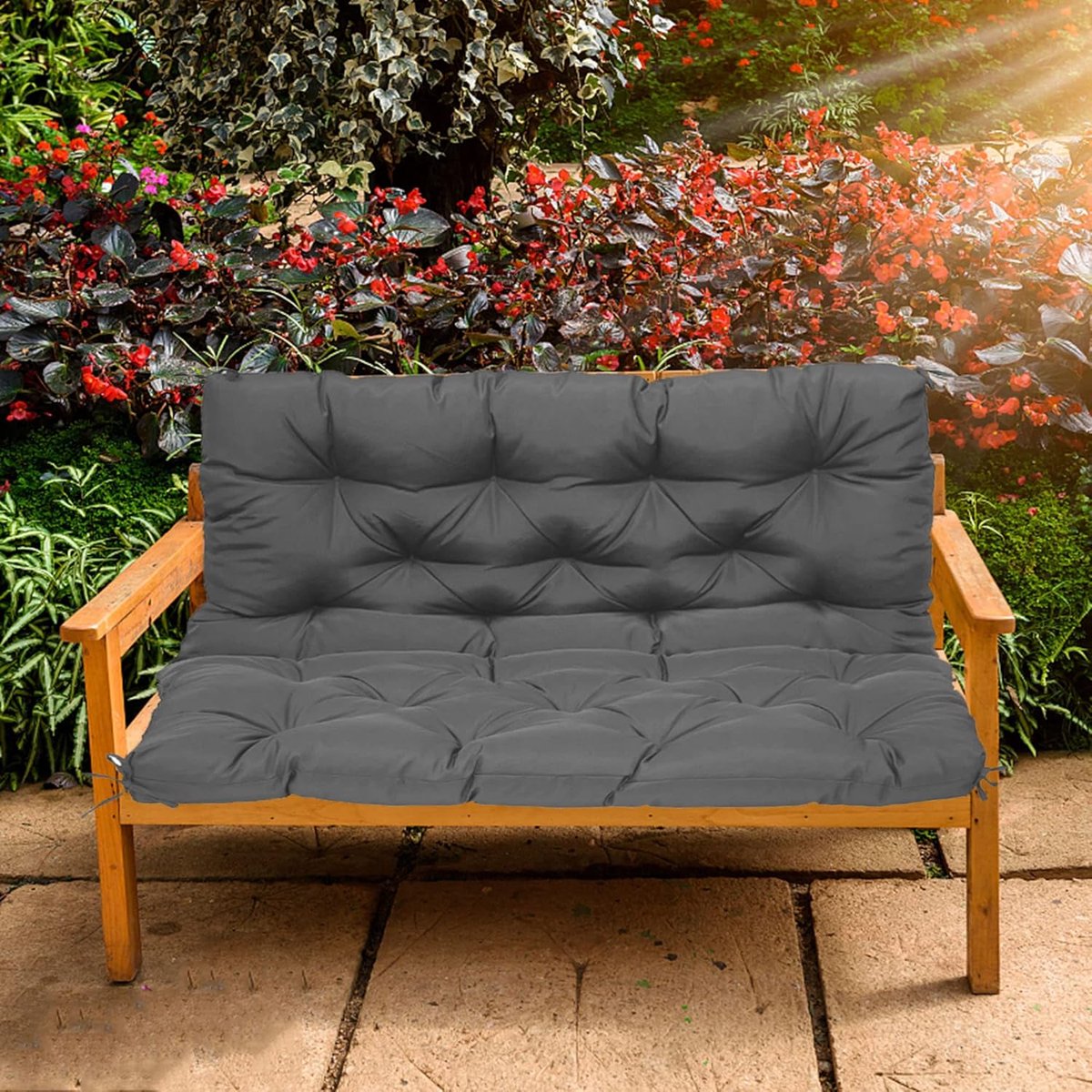 Tuinbankkussen - Buiten Zitkussen - Buiten Ontspannen - Waterdicht & Dik - 120 x 100 cm - Donkergrijs
