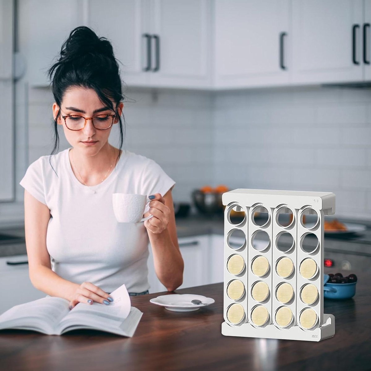 Koffiepadhouder - Koffie Display - Keuken Organiseren - Ruimtebesparend Ontwerp - Houdt 50 Pads - Wit