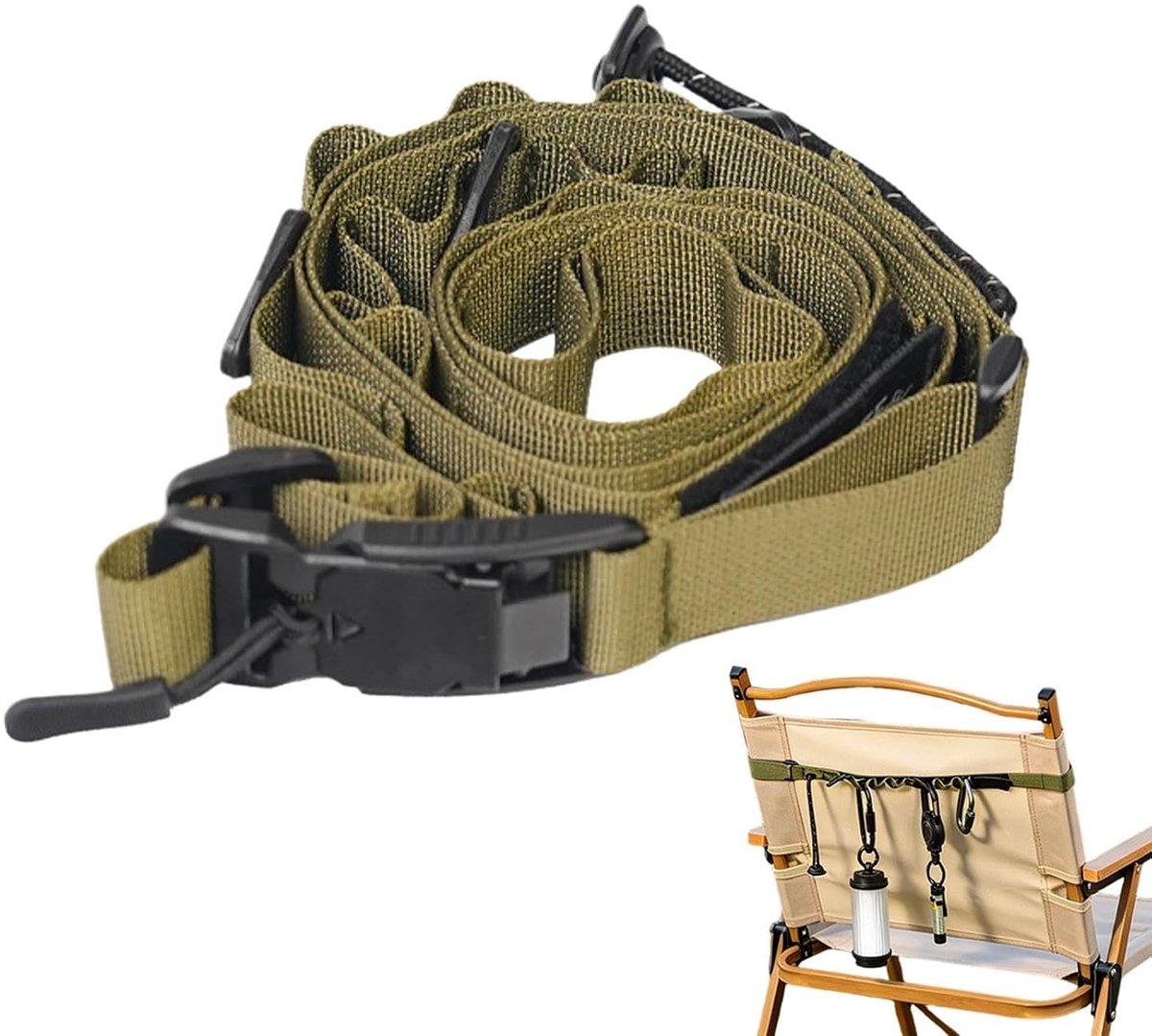 Bagageband Multifunctioneel - Kampeerriemen Buitentouw - Veilig Ophangen Gereedschap - Snelontgrendeling Antislip - 120 tot 144 cm - Zwart