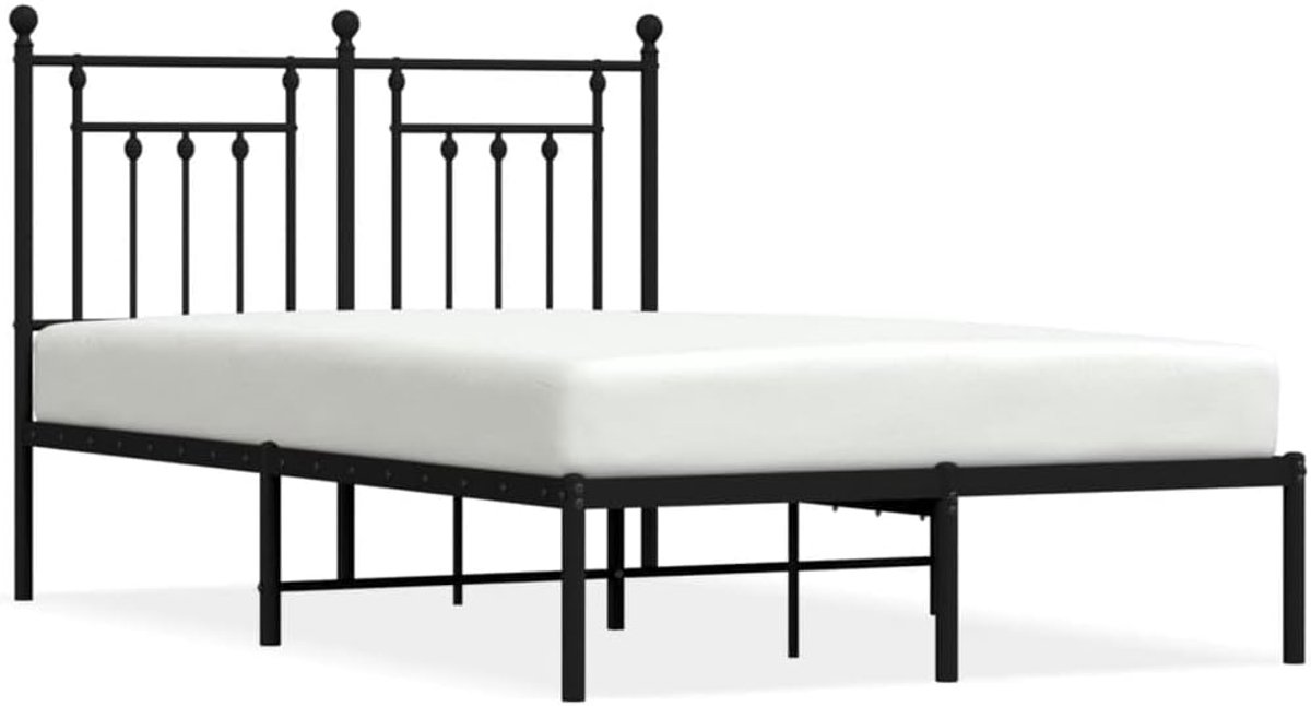Metalen bedframe - Dagbed frame - Slaapkamer inrichten - Geïntegreerd hoofdeinde - 120x190 cm - Zwart