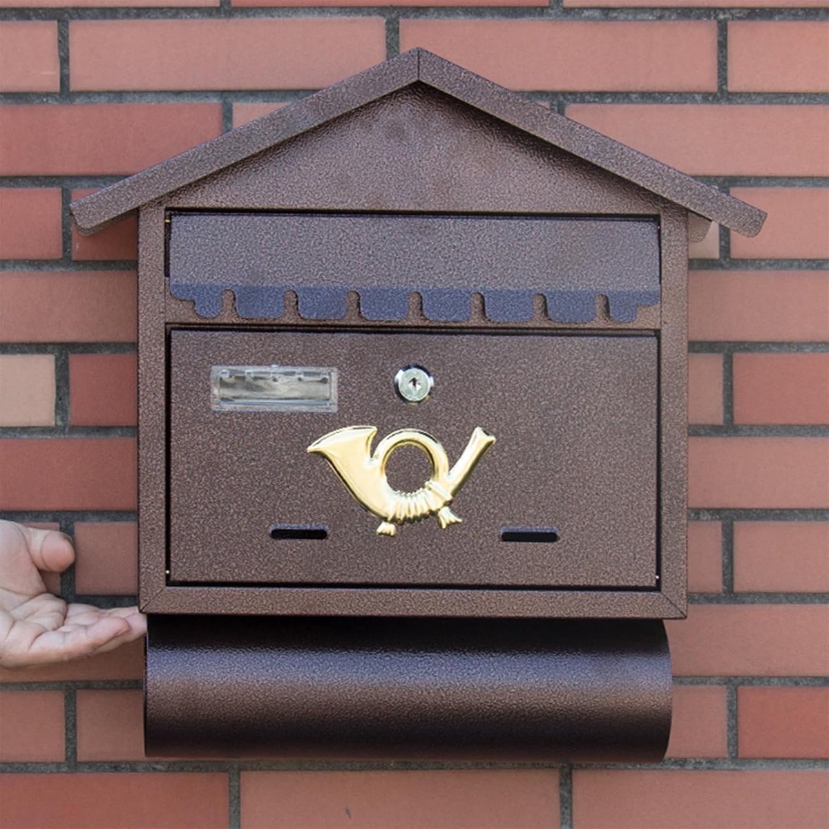 Brievenbus Buiten - Wandmontage - Post Ontvangen - Met Anti-diefstal Slot - 40 x 31 x 9 cm - Brons