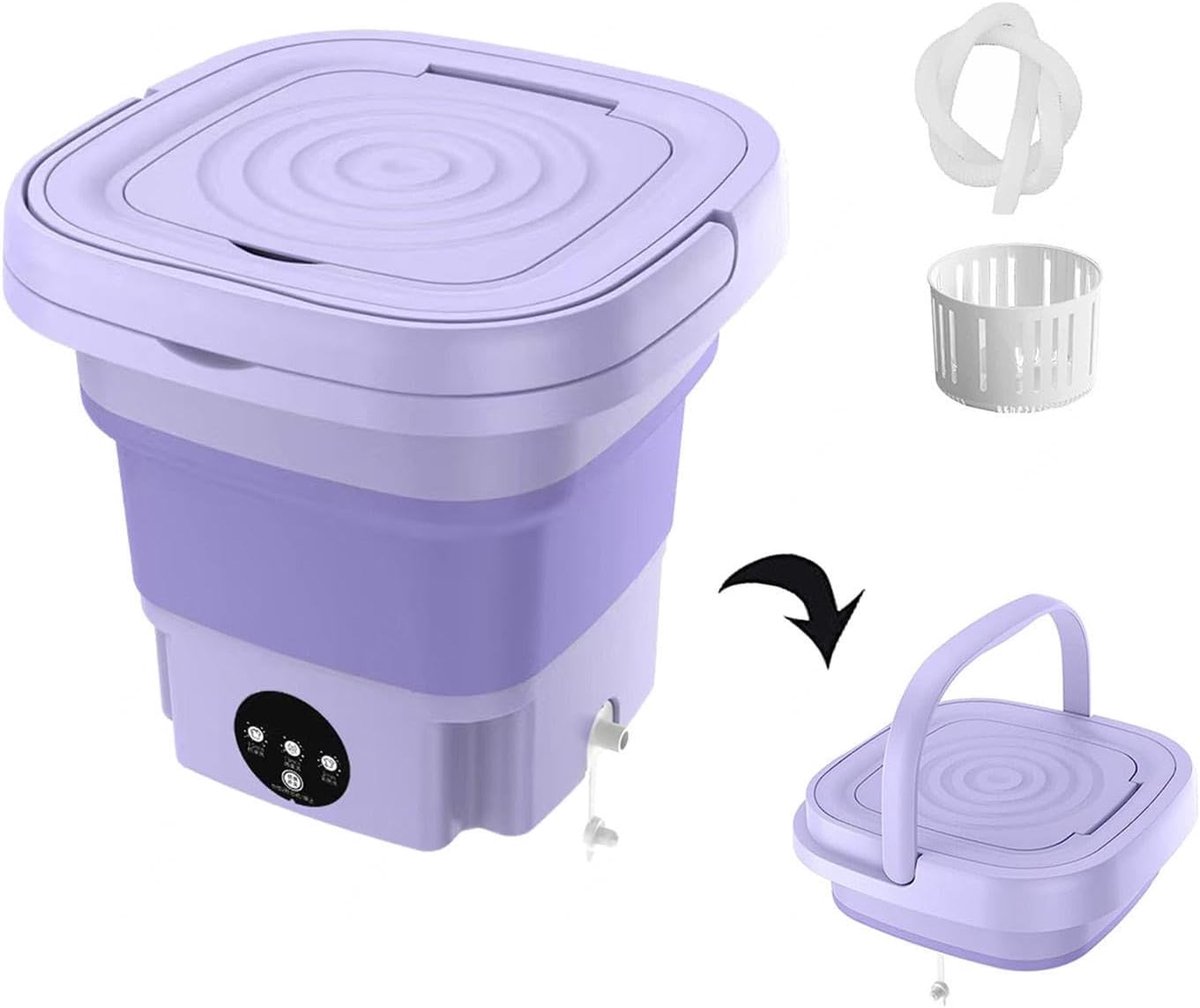 Opvouwbare Wasmachine Mini Wasmachine Kamperen Persoonlijk Ondergoed Wassen Met Blu-Ray Ontsmetting 8L Capaciteit Paars