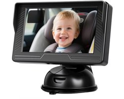 QIN® Autospiegel Baby - Baby Spiegel Auto - Baby Spiegel - Zwart - 26cm x 25cm x 12cm