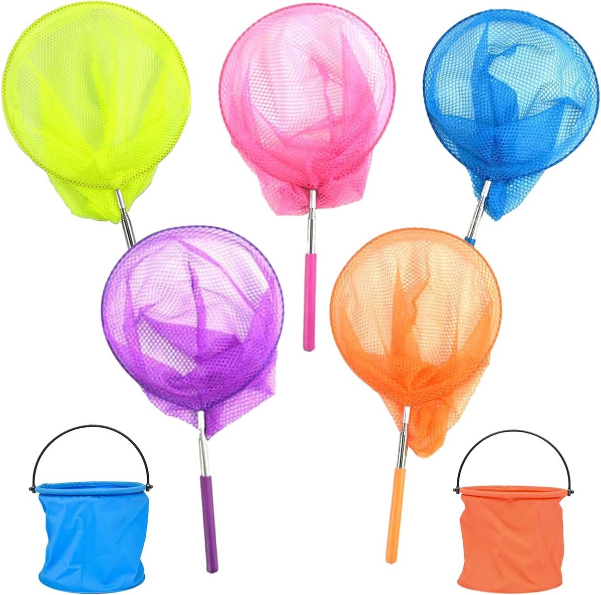 7 Sets Telescopische Vissen- en Insectennetten voor Kinderen, Ideaal voor Zomeractiviteiten, Catchen van Insecten en Kleine Vissen