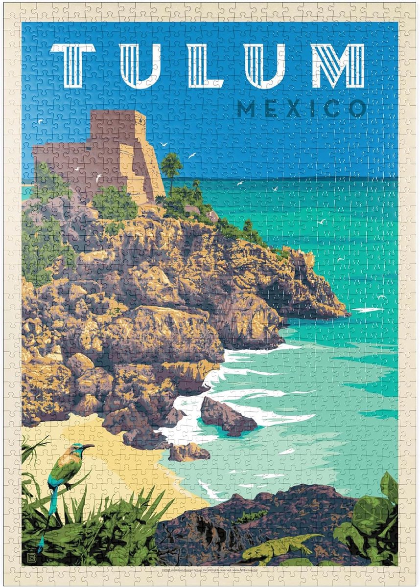 Legpuzzel Mexico Tulum - Vintage Poster Puzzel - Ontspannen Tijdverdrijf - Hoge Resolutie Print - 1000 Stukjes - Meerdere Kleuren