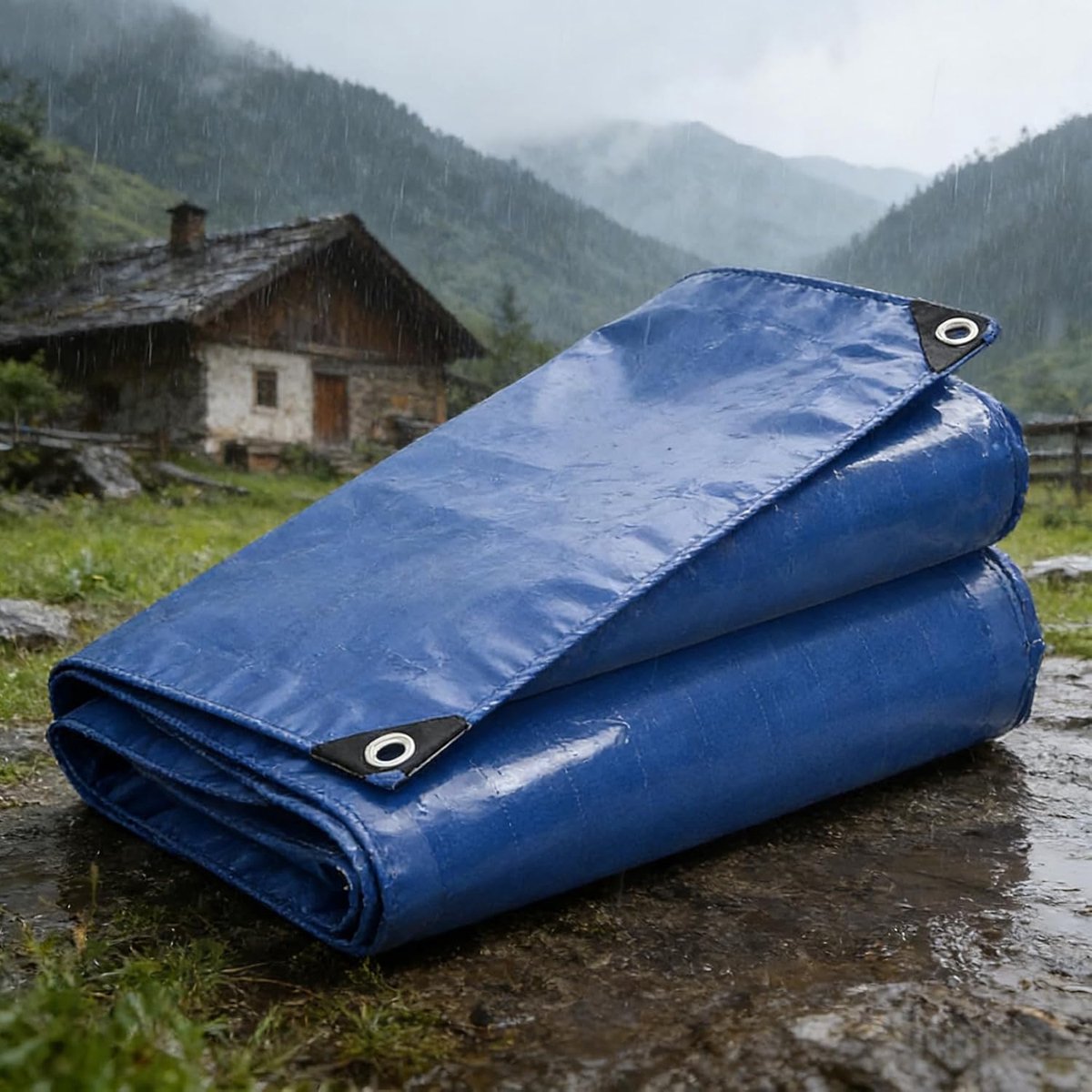Waterdicht Zeildoek - Afdekzeil Bouwtarp - Bescherming Buiten - Zwaar Uitgevoerd 420 g/m² - 160 x 280 cm - Blauw