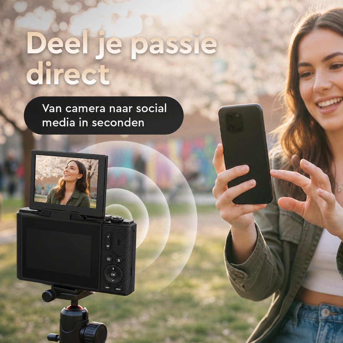 K&L - 5K 75MP - 18X Zoom - 64GB SD - WiFi - 3.0" UHD-display - mic-poort - Fotocamera - Compact Camera - Vlog Camera – foto 5