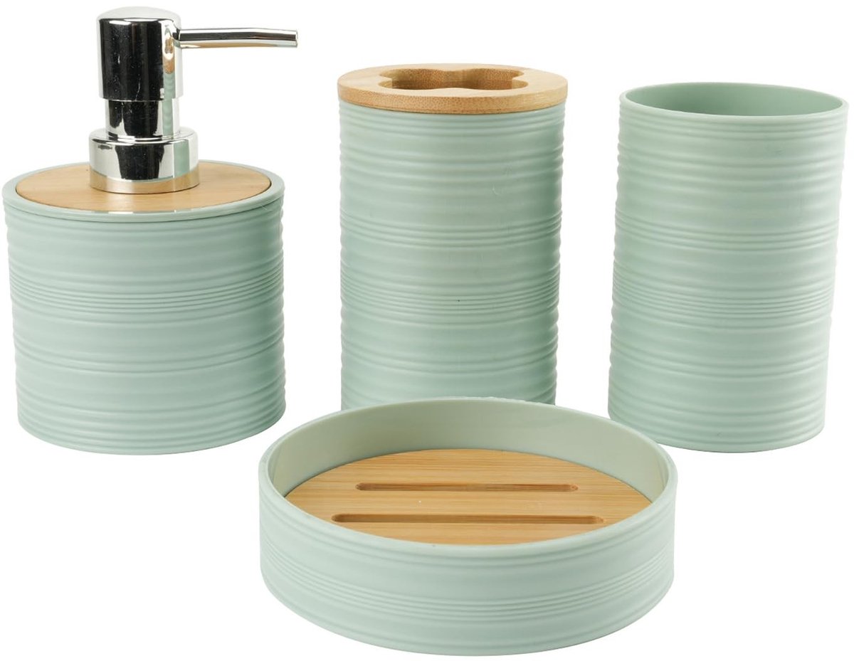 Omgoods - 4-delige Badkamer Accessoires Set met Zeepdispenser en Tandenborstelhouder