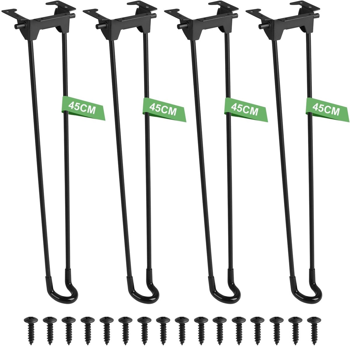 Omgoods- Haarspelden 4 Stuks - Opvouwbare Tafelpoten - Meubelverhoger - Hoogte 32/45 cm - Zwart - Stabiliteit tot 75 kg - Meubelpoten